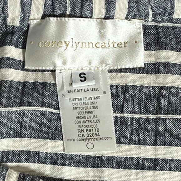 Corey Lynn Calter Anthropologie Maxi Skirt Cotton/Linen Navy Stripe Sm Coastal - Picture 6 of 6